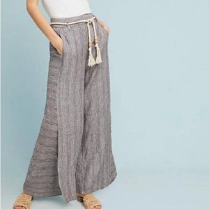 Anthropologie ett:twa Striped Linen Wide Leg Pant, Size 12